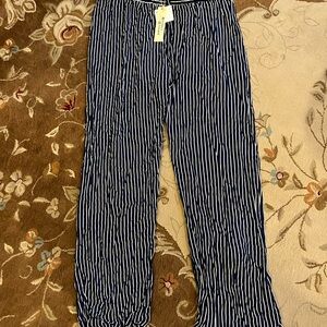 Navy and White Striped Pants